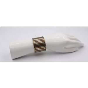 Vintage Copper Mixed Metal Woven Wide Cuff Bracelet Bohemian Statement